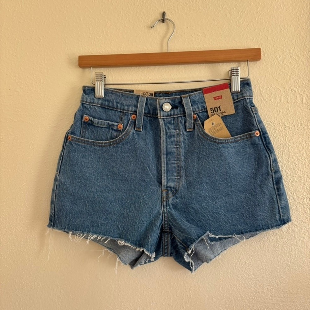 Levi's 501 Original Shorts Size 26 Medium Wash Cut Offs High Waisted New